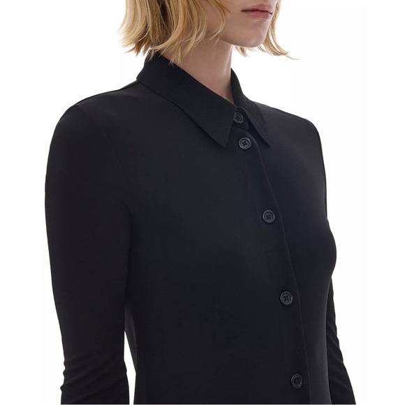 Helmut Lang Viscose Midi Shirt Dress Black Medium NWT - Picture 3 of 16